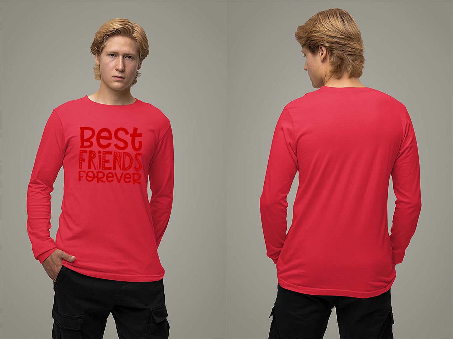 Fat Dave Best Friends Forever Long Sleeve Small Red