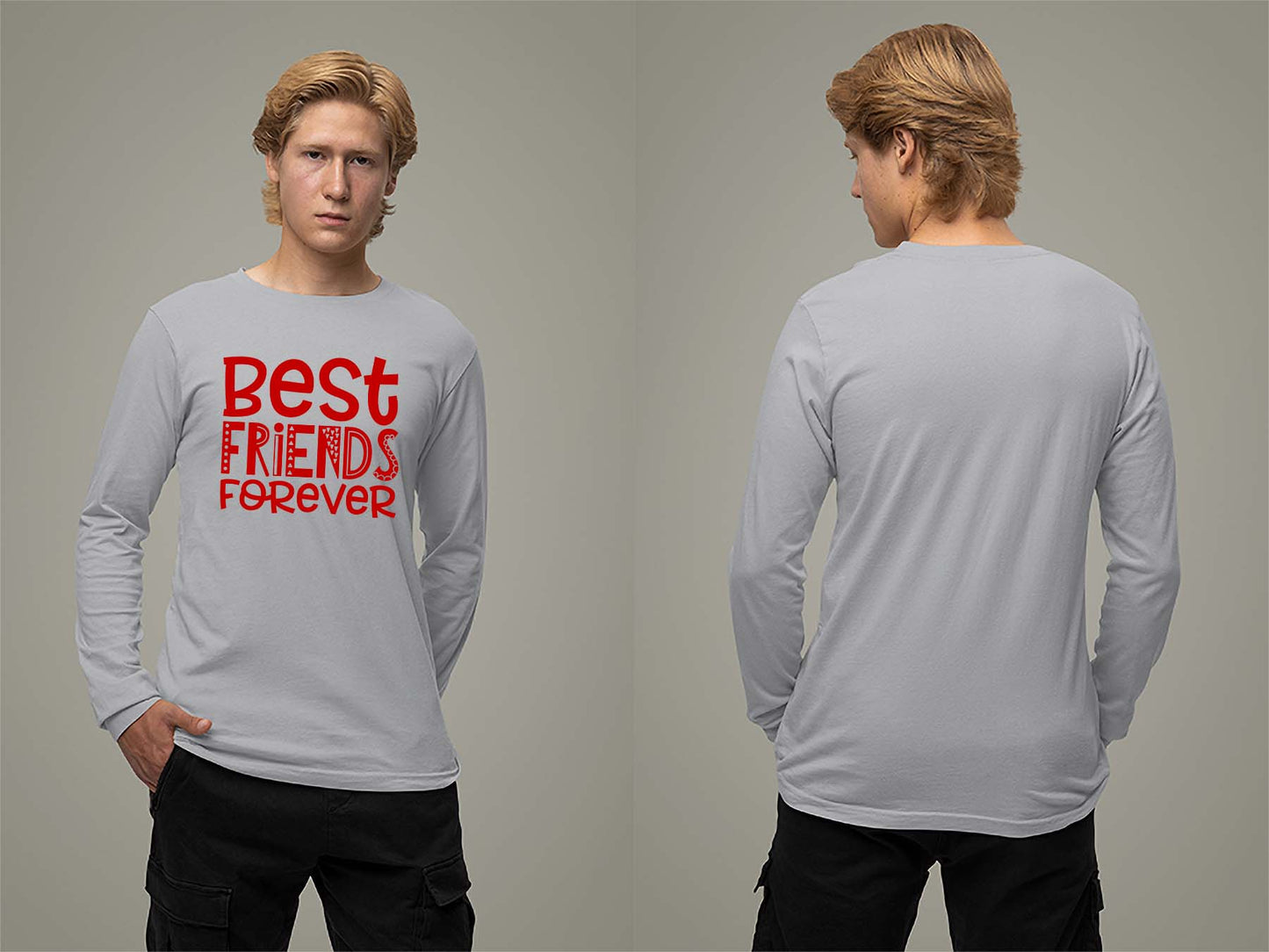 Fat Dave Best Friends Forever Long Sleeve Small Sport Grey