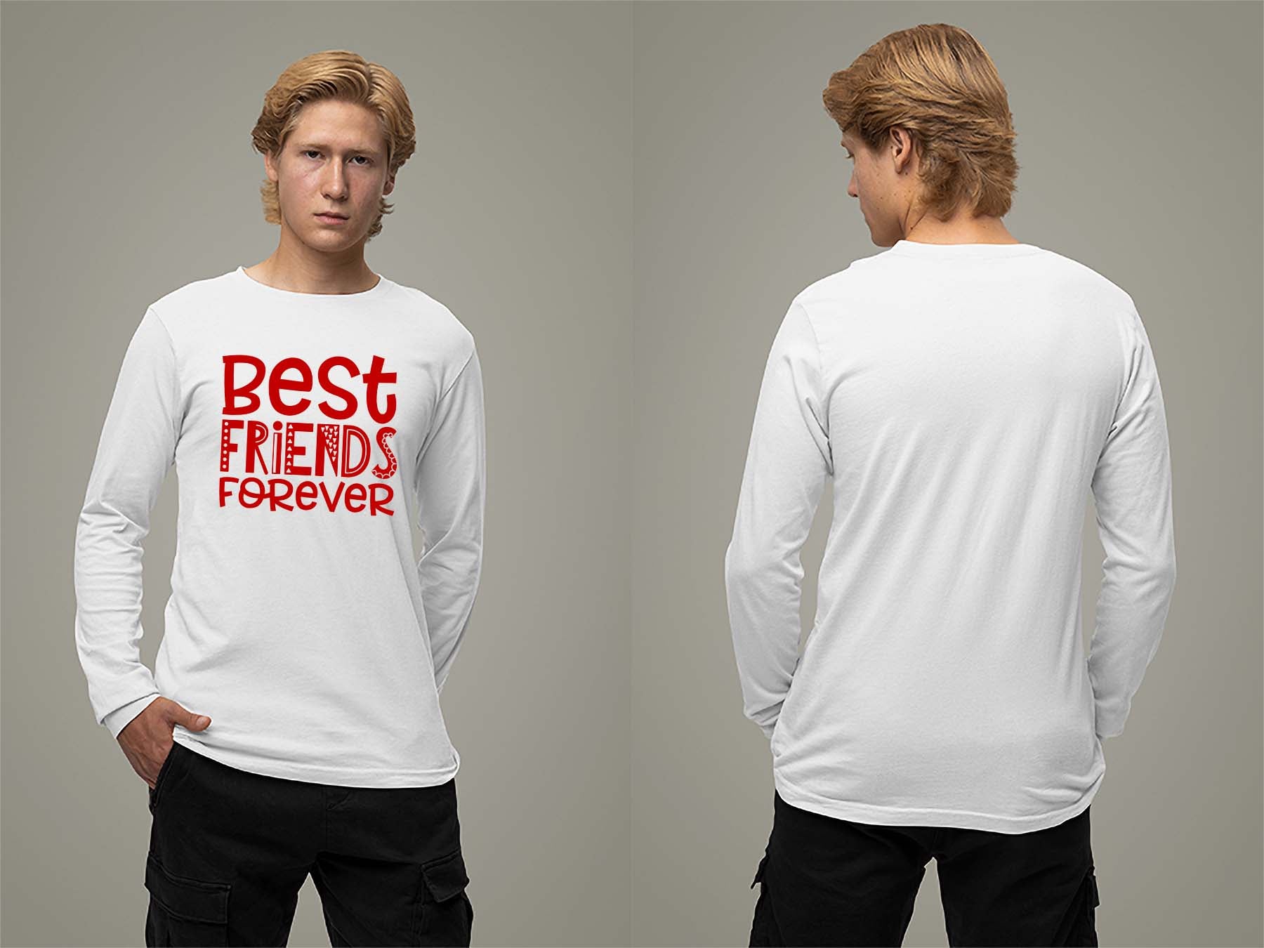 Fat Dave Best Friends Forever Long Sleeve Small White