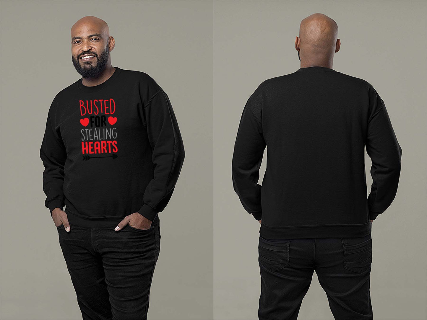 Fat Dave Busted For Stealing Hearts Sweatshirt Small Black