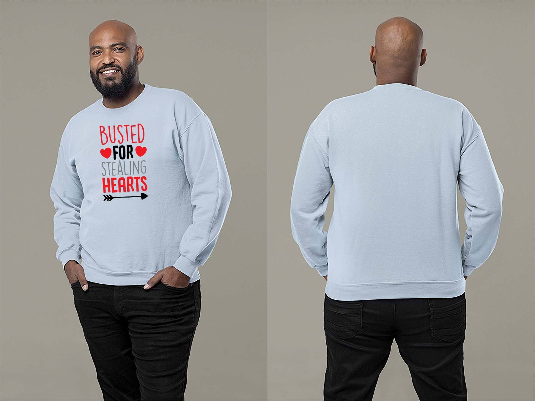Fat Dave Busted For Stealing Hearts Sweatshirt Small Light Blue