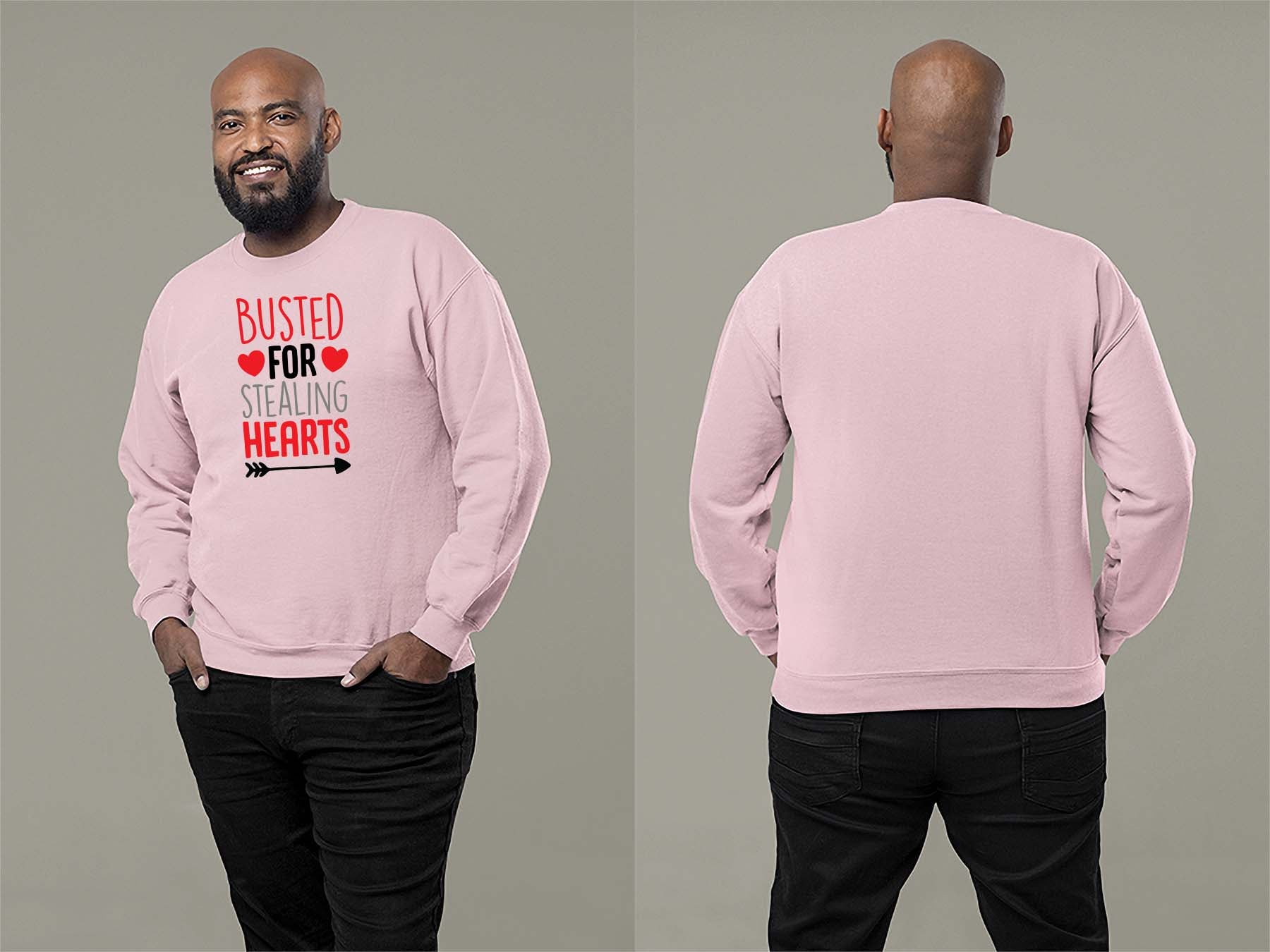 Fat Dave Busted For Stealing Hearts Sweatshirt Small Light Pink