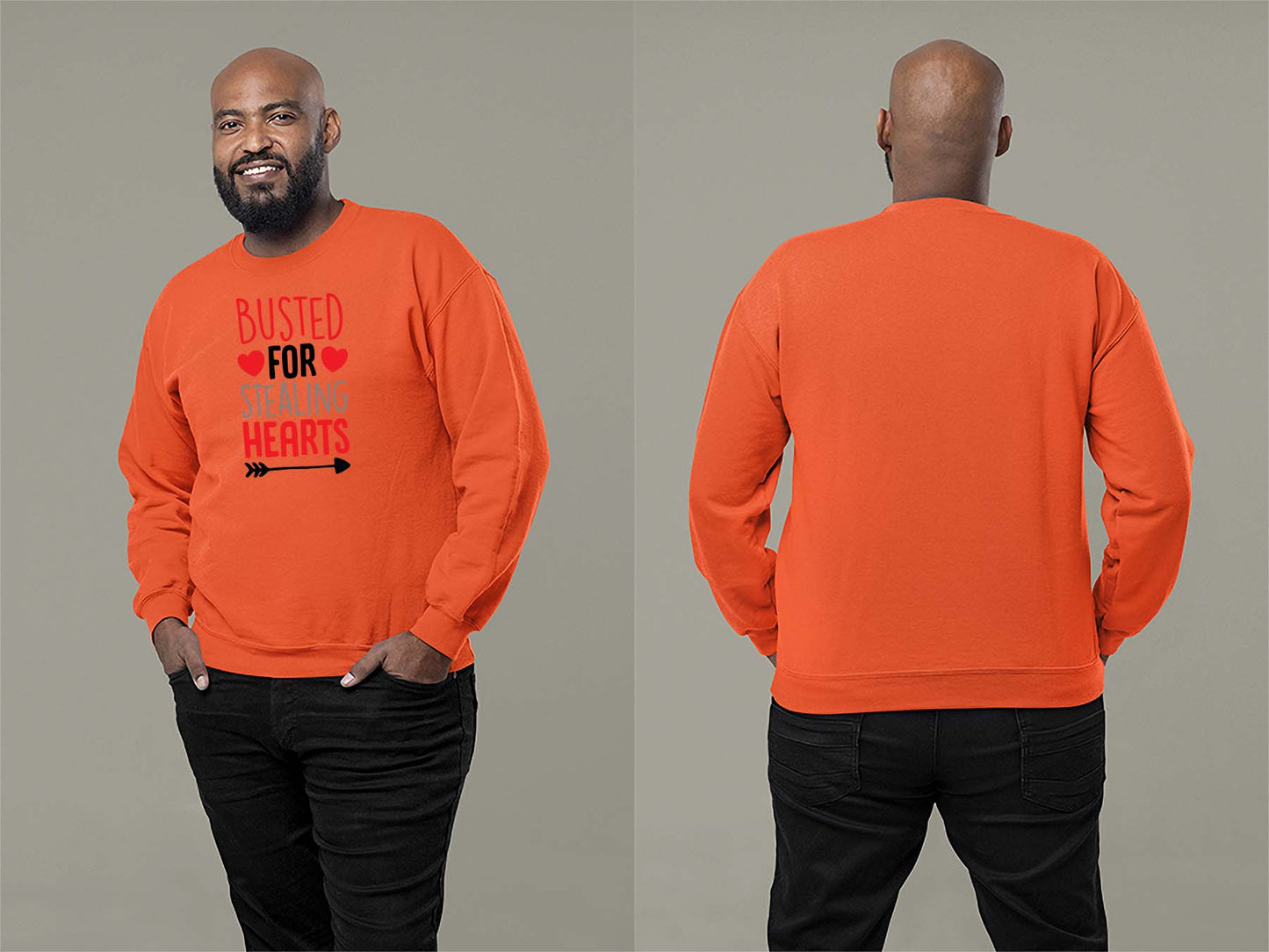 Fat Dave Busted For Stealing Hearts Sweatshirt Small Orange