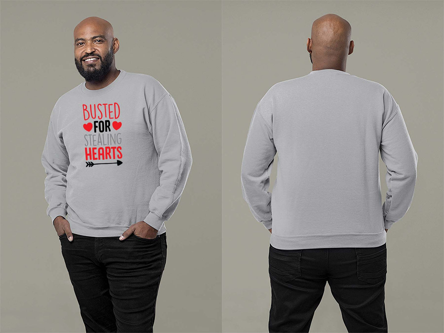 Fat Dave Busted For Stealing Hearts Sweatshirt Small Sport Grey
