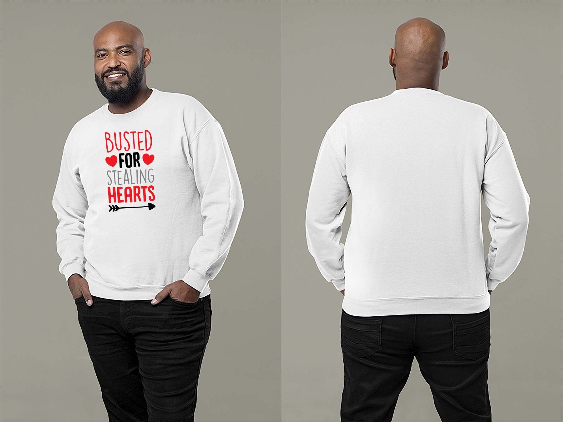 Fat Dave Busted For Stealing Hearts Sweatshirt Small White