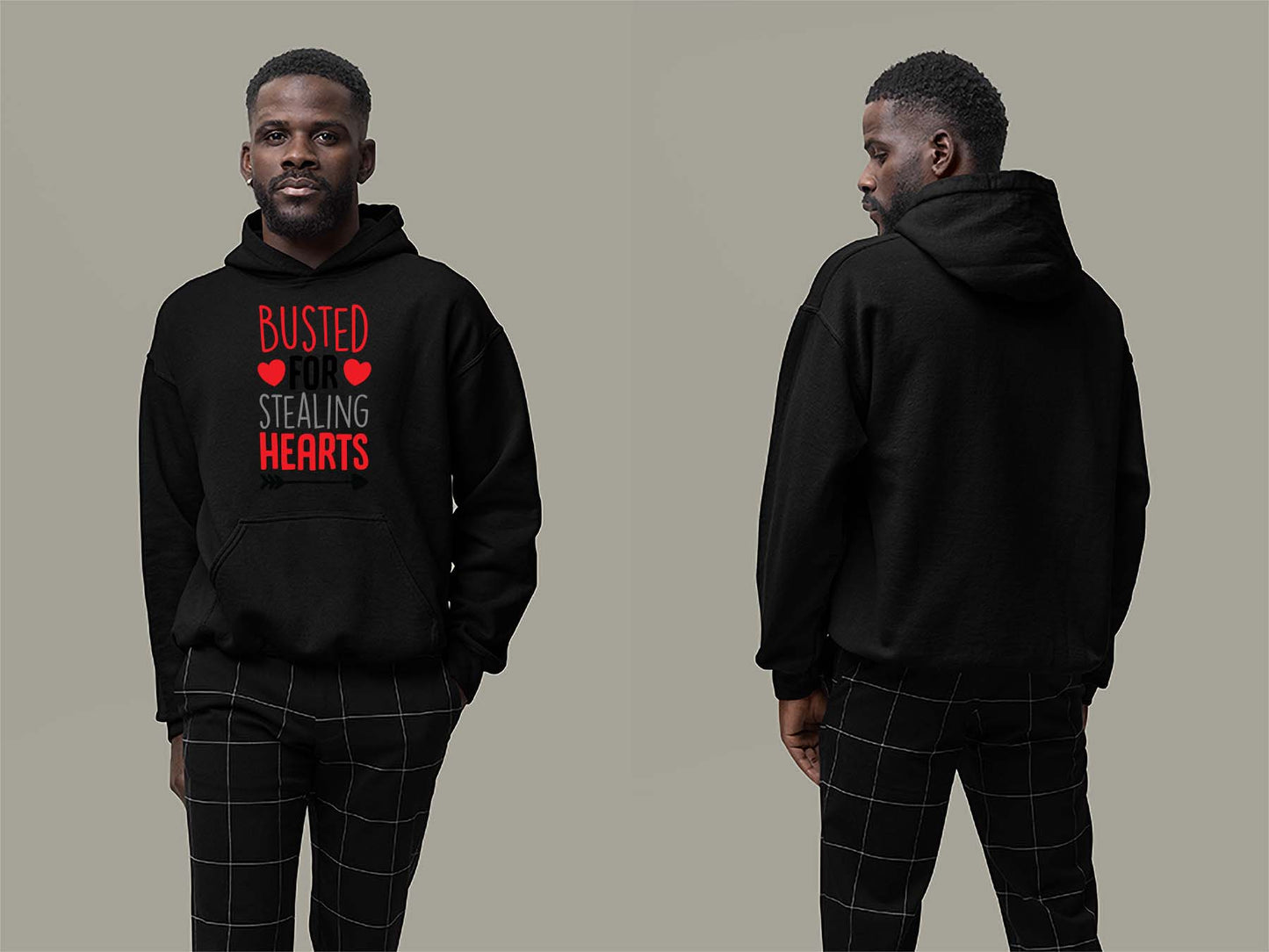 Fat Dave Busted For Stealing Hearts Hoodie Small Black