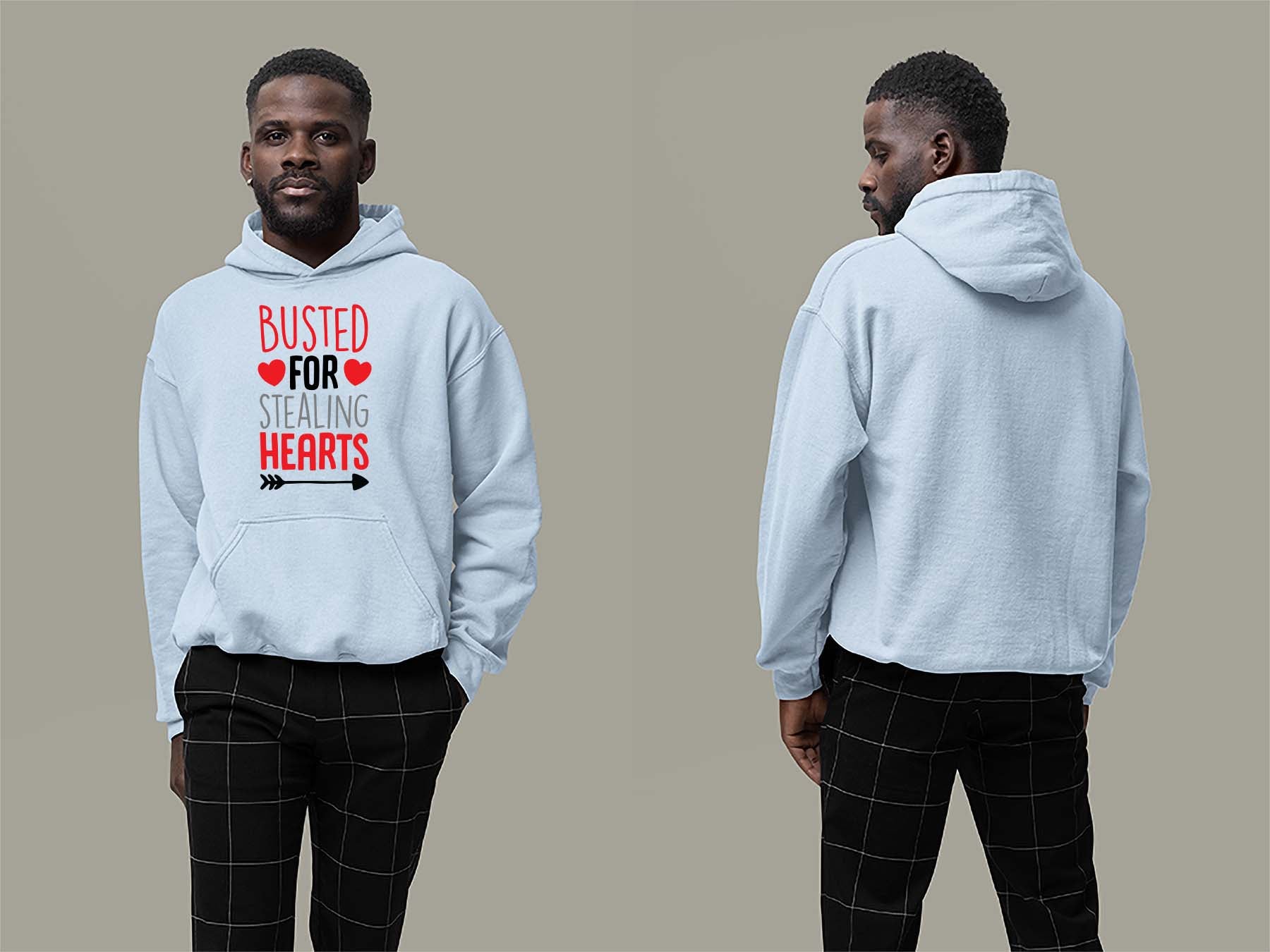 Fat Dave Busted For Stealing Hearts Hoodie Small Light Blue