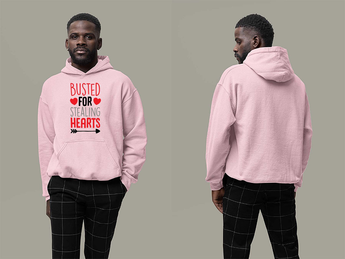 Fat Dave Busted For Stealing Hearts Hoodie Small Light Pink