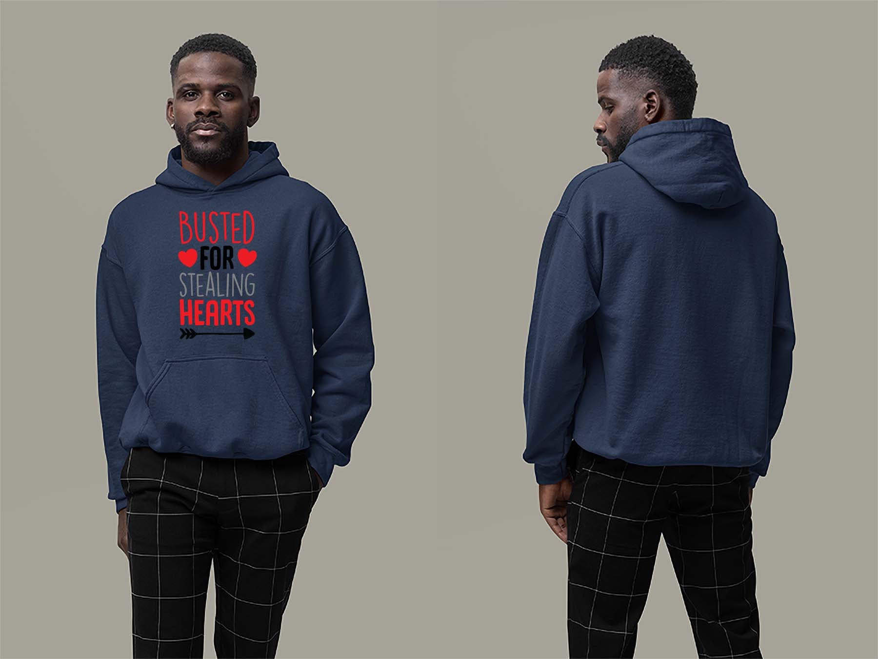 Fat Dave Busted For Stealing Hearts Hoodie Small Navy