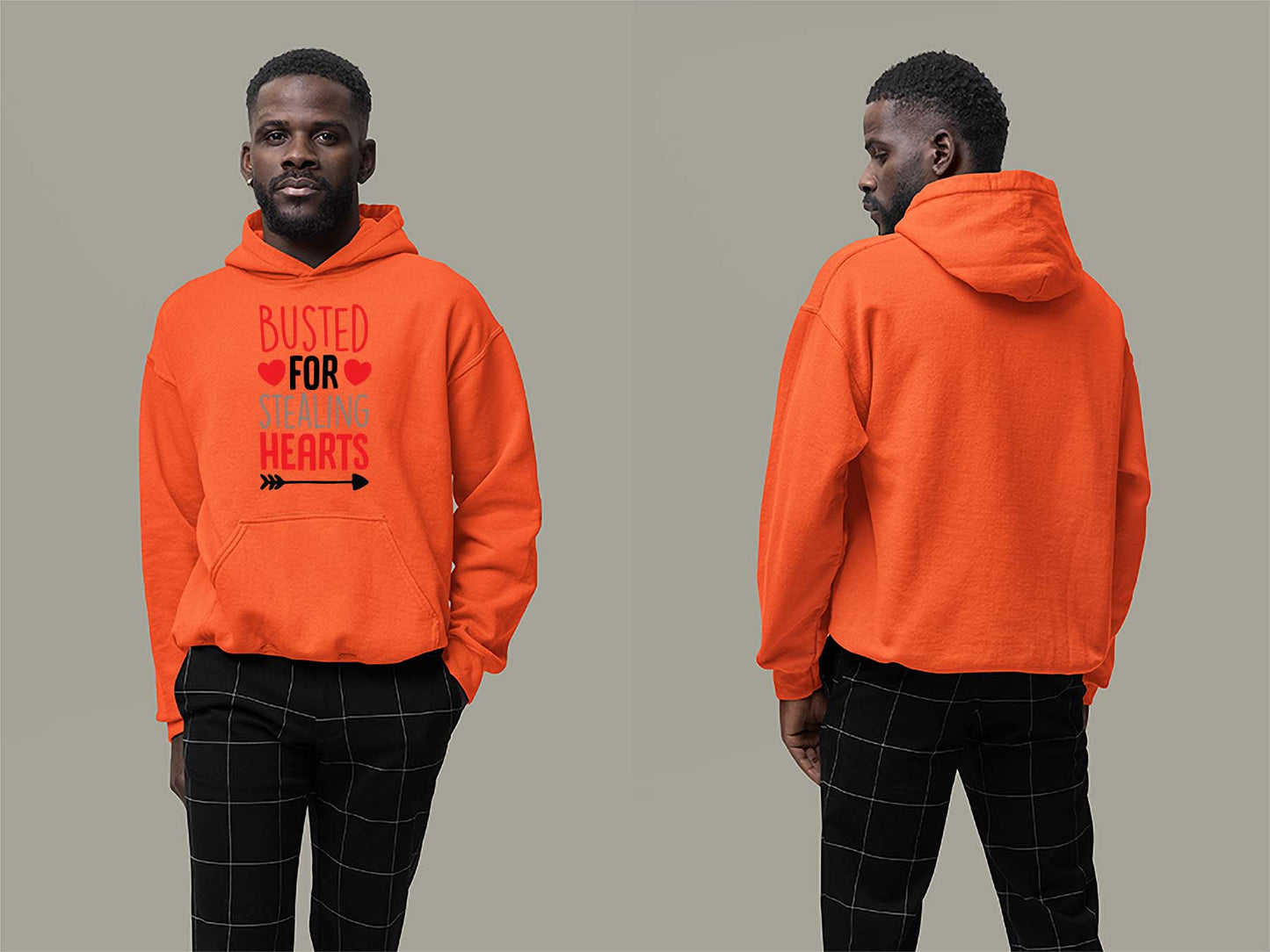 Fat Dave Busted For Stealing Hearts Hoodie Small Orange