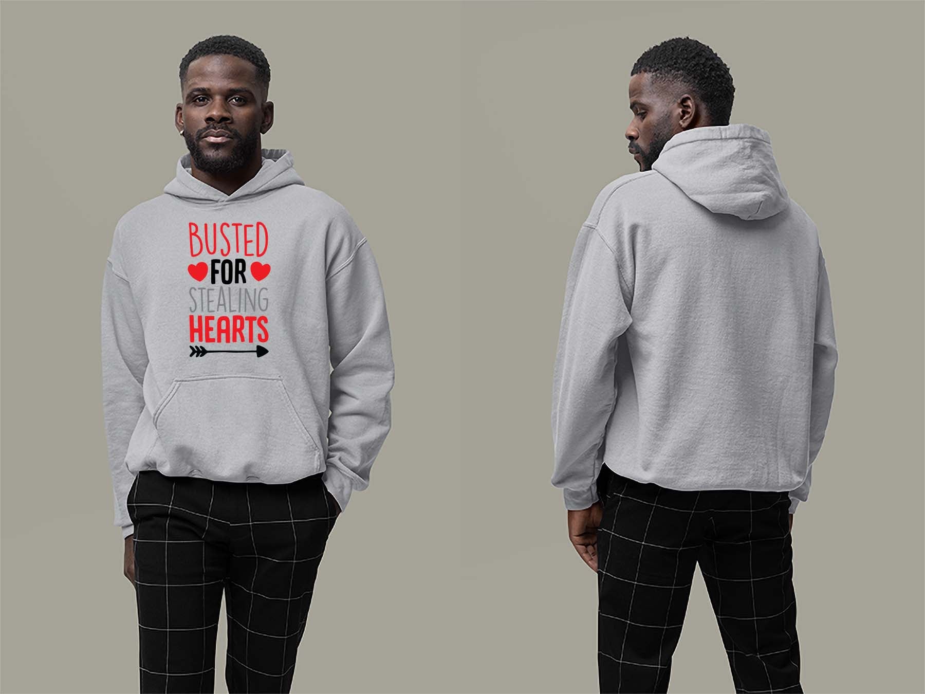 Fat Dave Busted For Stealing Hearts Hoodie Small Sport Grey