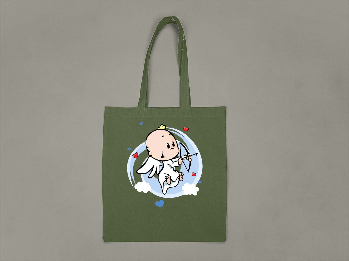Fat Dave Cupid Arrow Cartoon Tote Bag  Forest Green