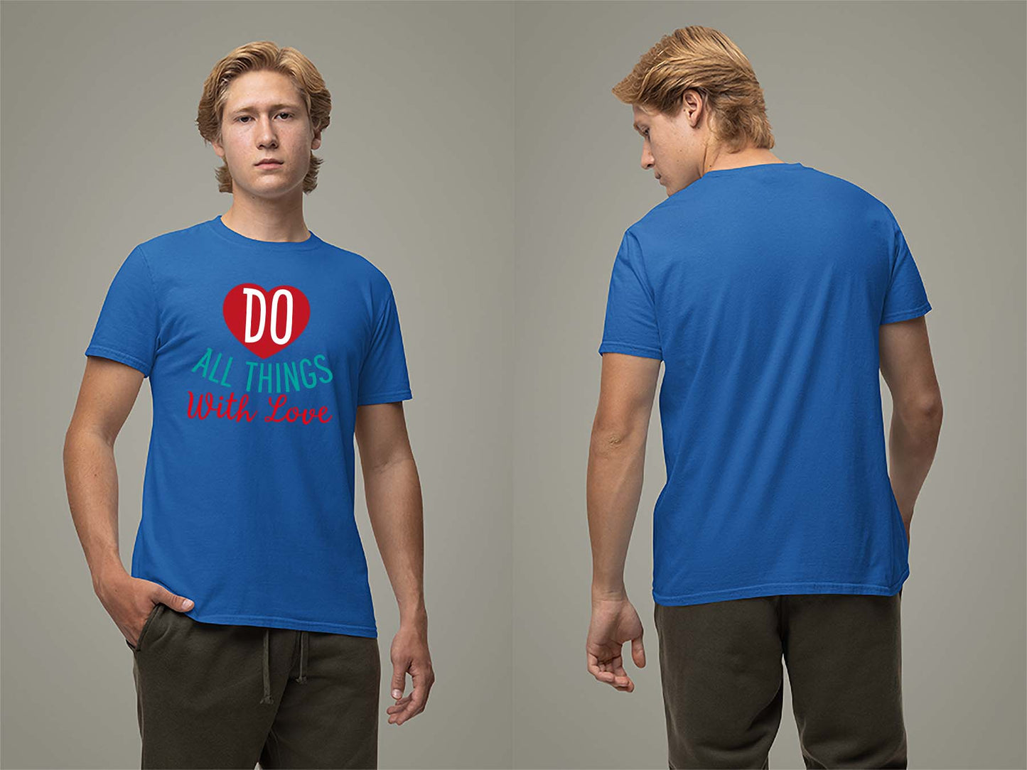 Fat Dave Do All Things With Love T-Shirt Small Royal