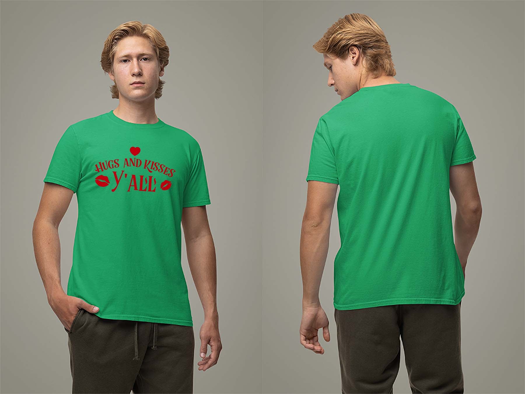 Fat Dave Hugs and Kisses Y'all T-Shirt Small Irish Green