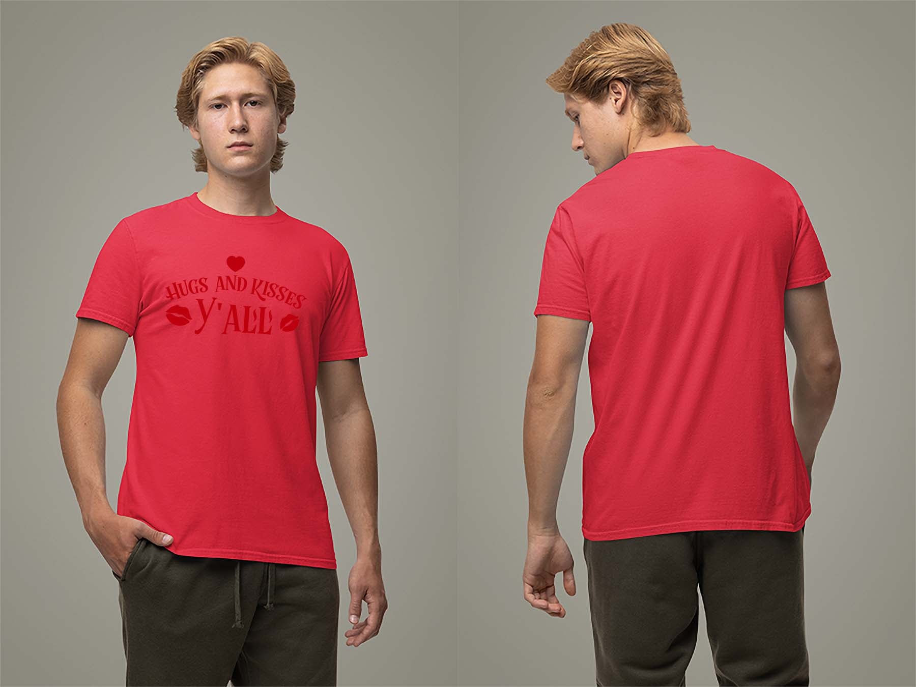 Fat Dave Hugs and Kisses Y'all T-Shirt Small Red