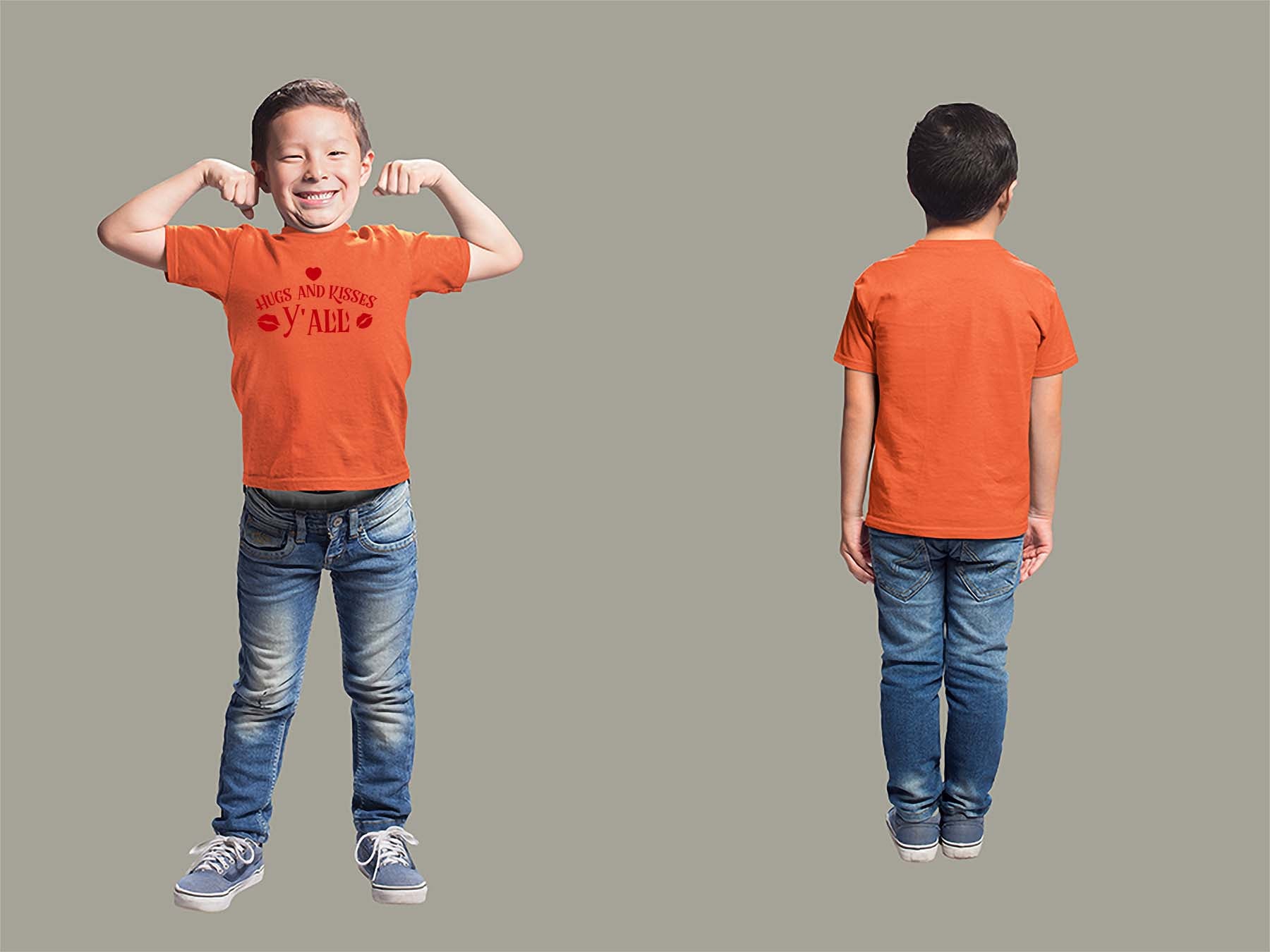 Fat Dave Hugs and Kisses Y'all Youth T-Shirt Youth Small Orange
