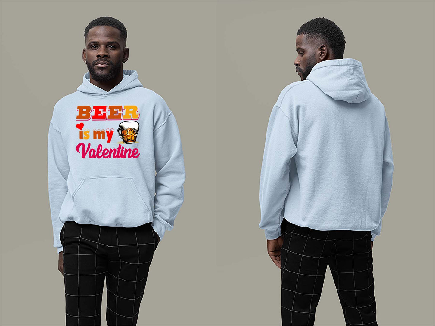 Fat Dave Beer is my Valentine Hoodie Small Light Blue