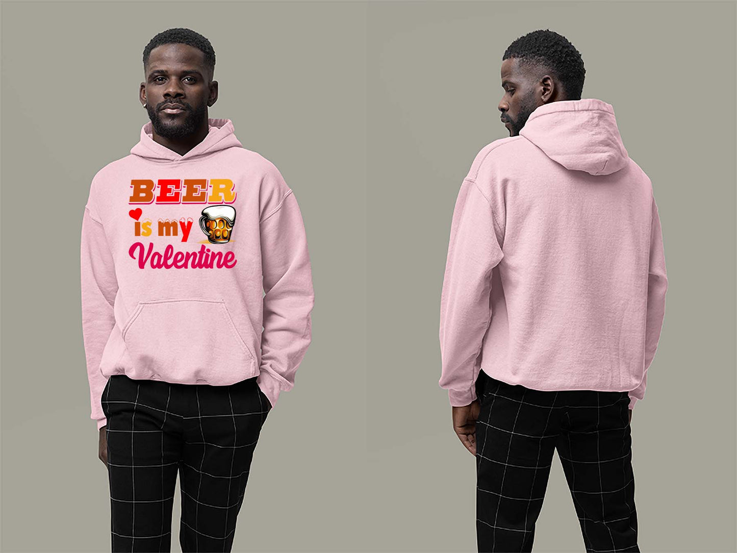 Fat Dave Beer is my Valentine Hoodie Small Light Pink