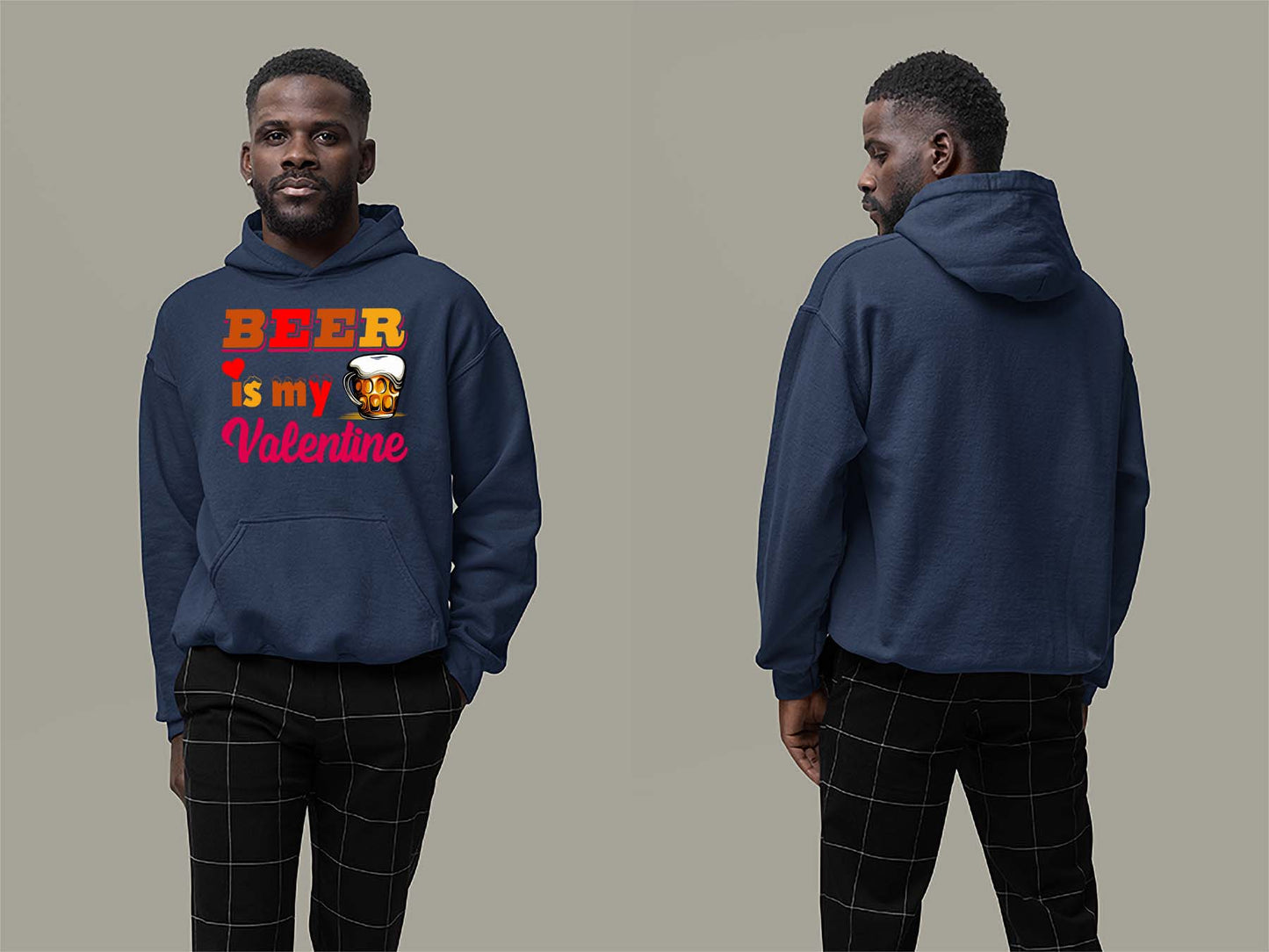 Fat Dave Beer is my Valentine Hoodie Small Navy