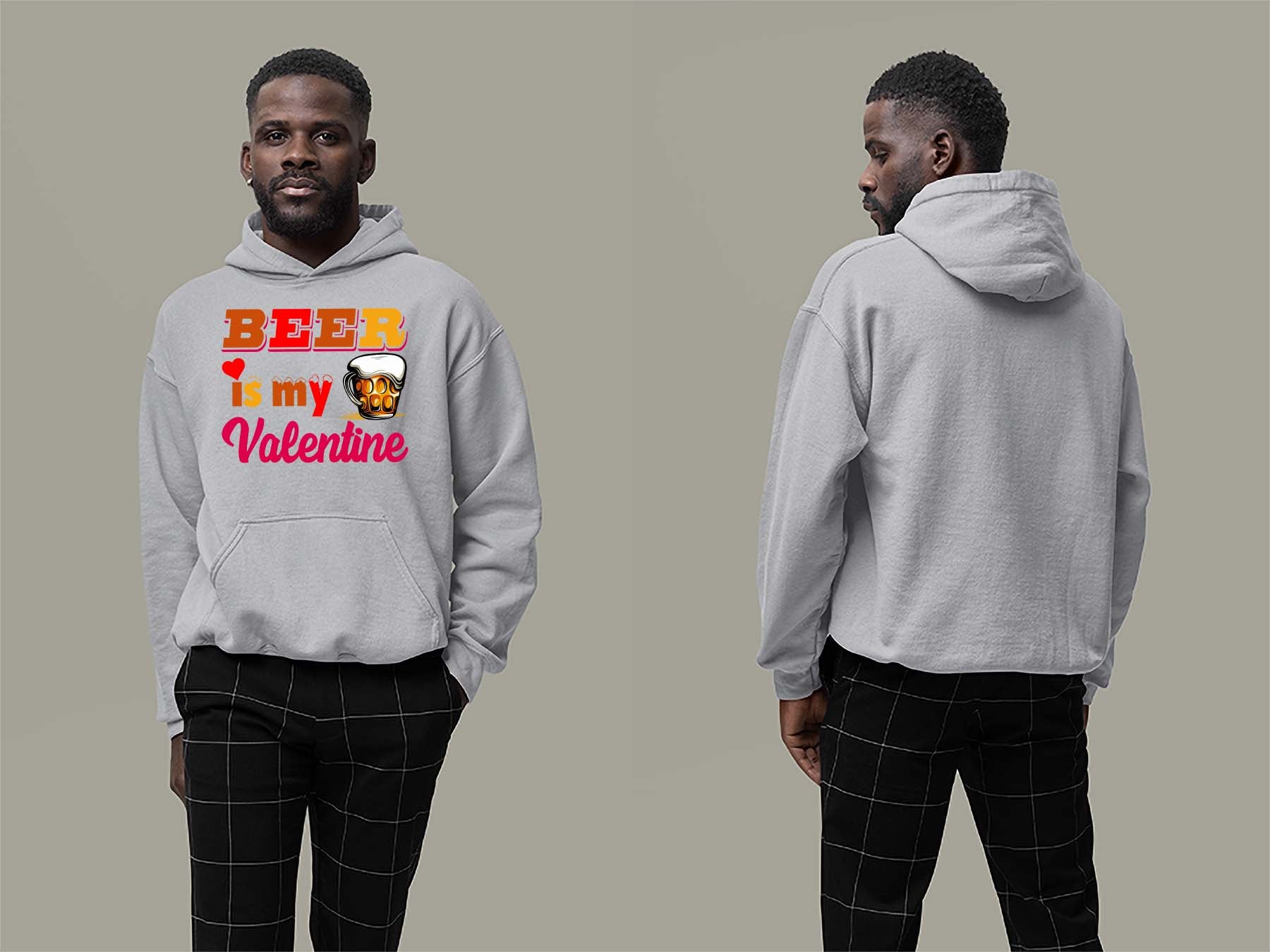 Fat Dave Beer is my Valentine Hoodie Small Sport Grey