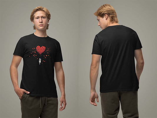 Fat Dave Balloon Hearts T-Shirt Small Black
