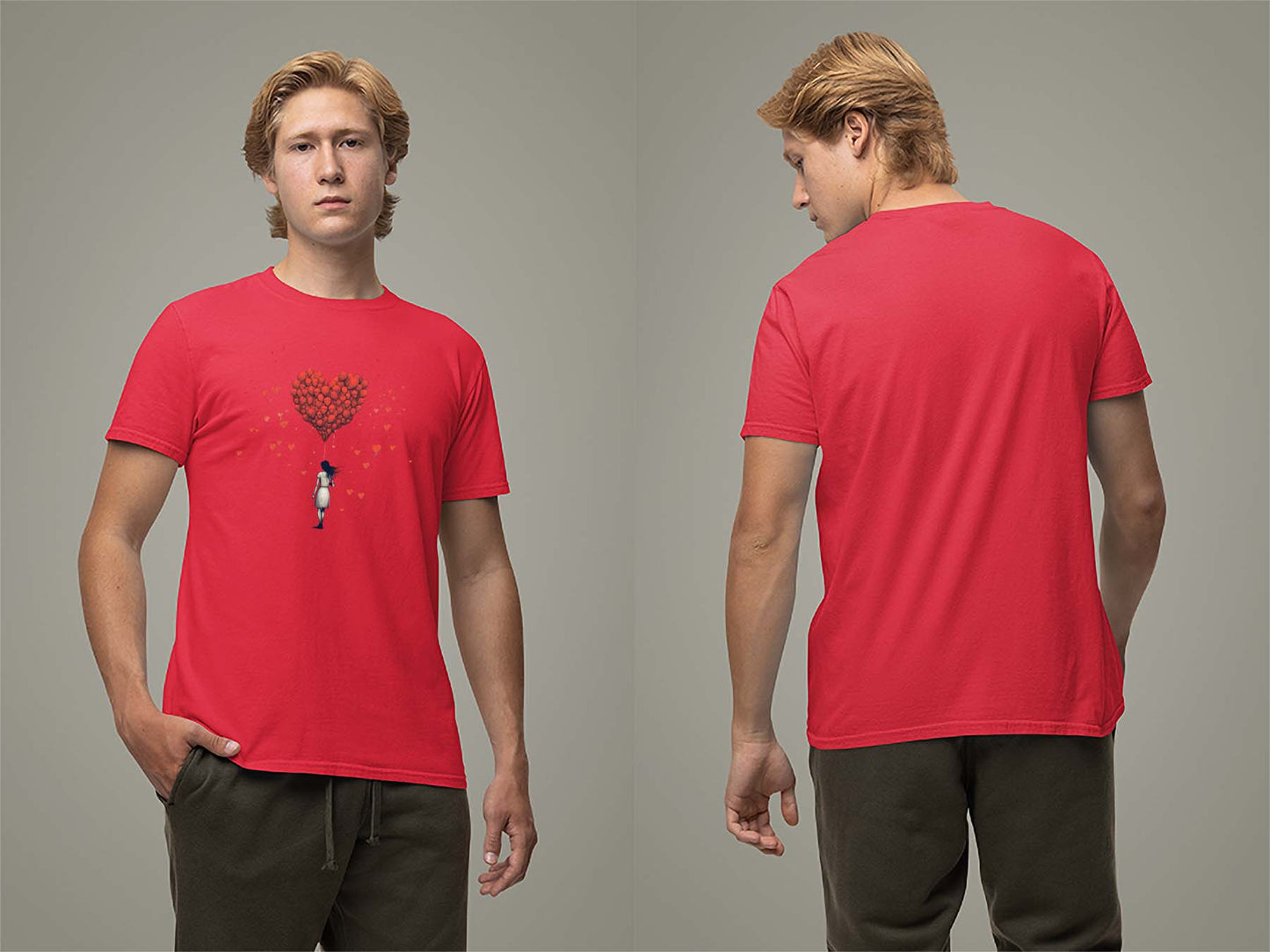 Fat Dave Balloon Hearts T-Shirt Small Red