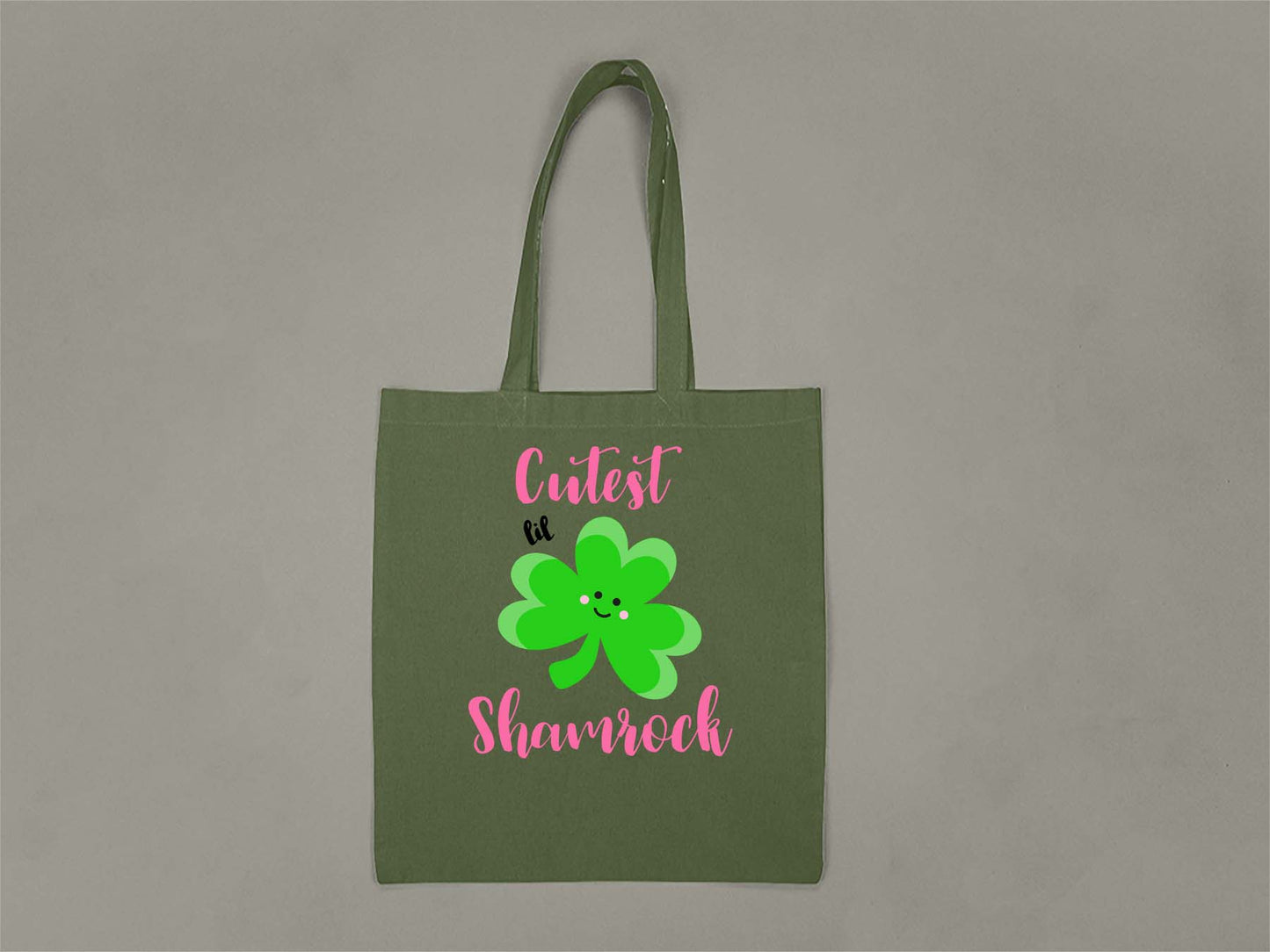 Fat Dave Cutest lil Shamrock Tote Bag  Forest Green