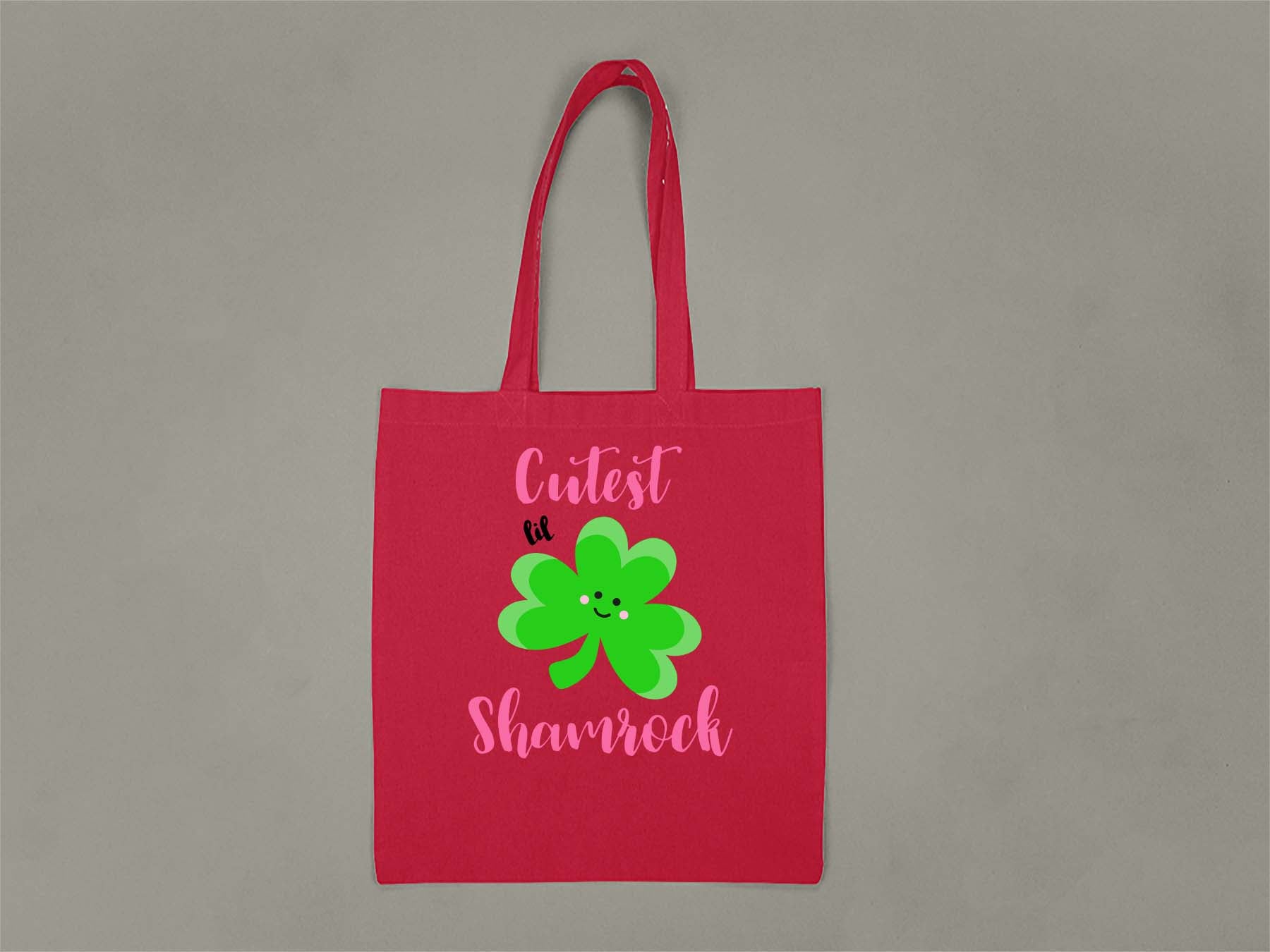 Fat Dave Cutest lil Shamrock Tote Bag  Red