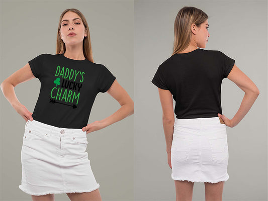 Fat Dave Daddy's Lucky Charm Ladies Crew (Round) Neck Shirt Small Black