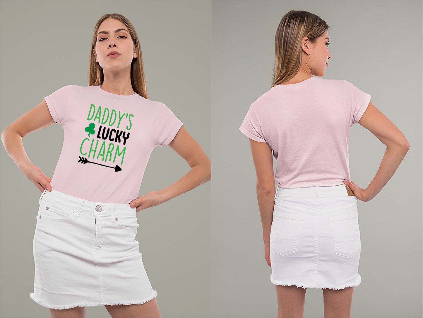 Fat Dave Daddy's Lucky Charm Ladies Crew (Round) Neck Shirt Small Light Pink