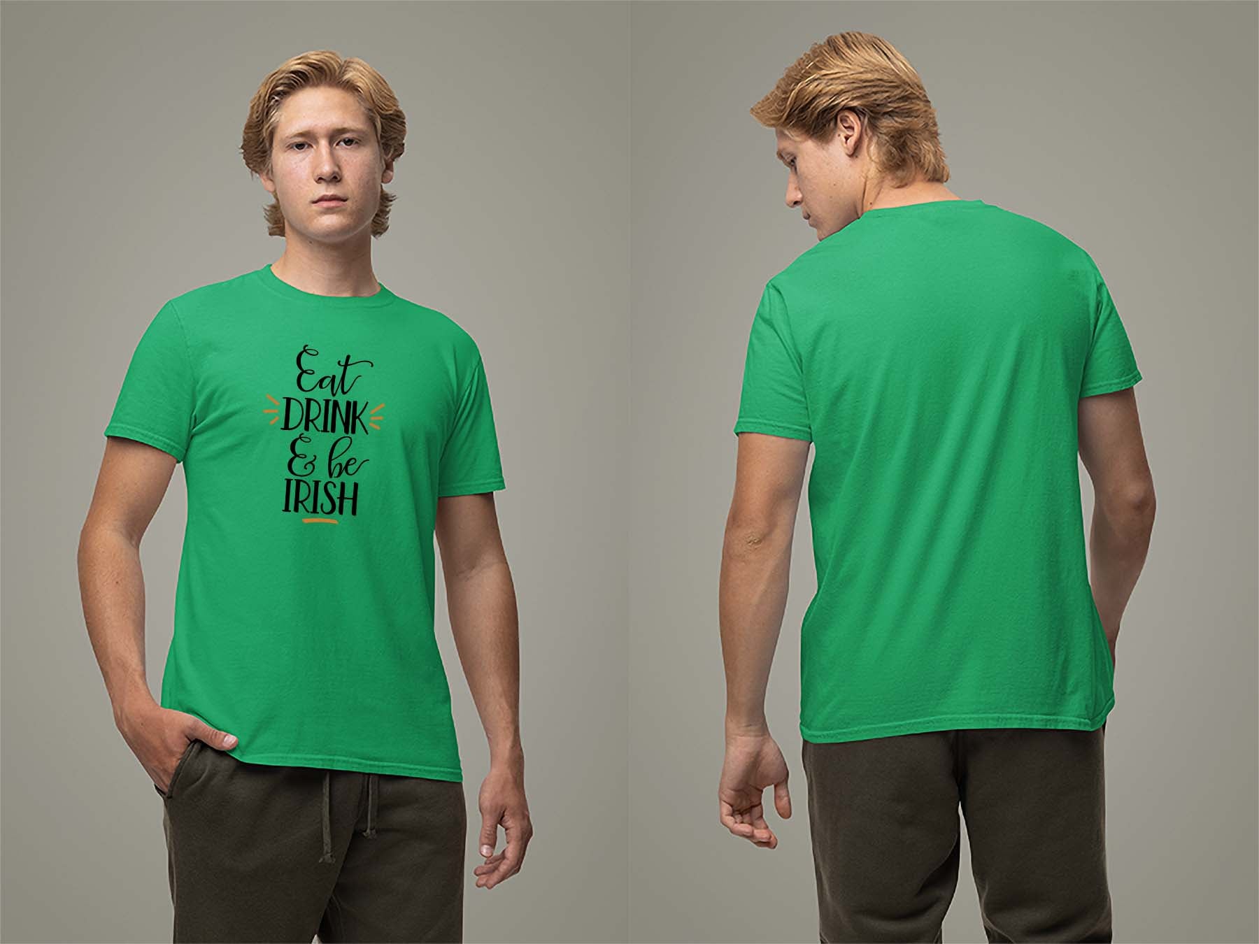 Fat Dave Eat, Drink & Be Irish T-Shirt Small Irish Green