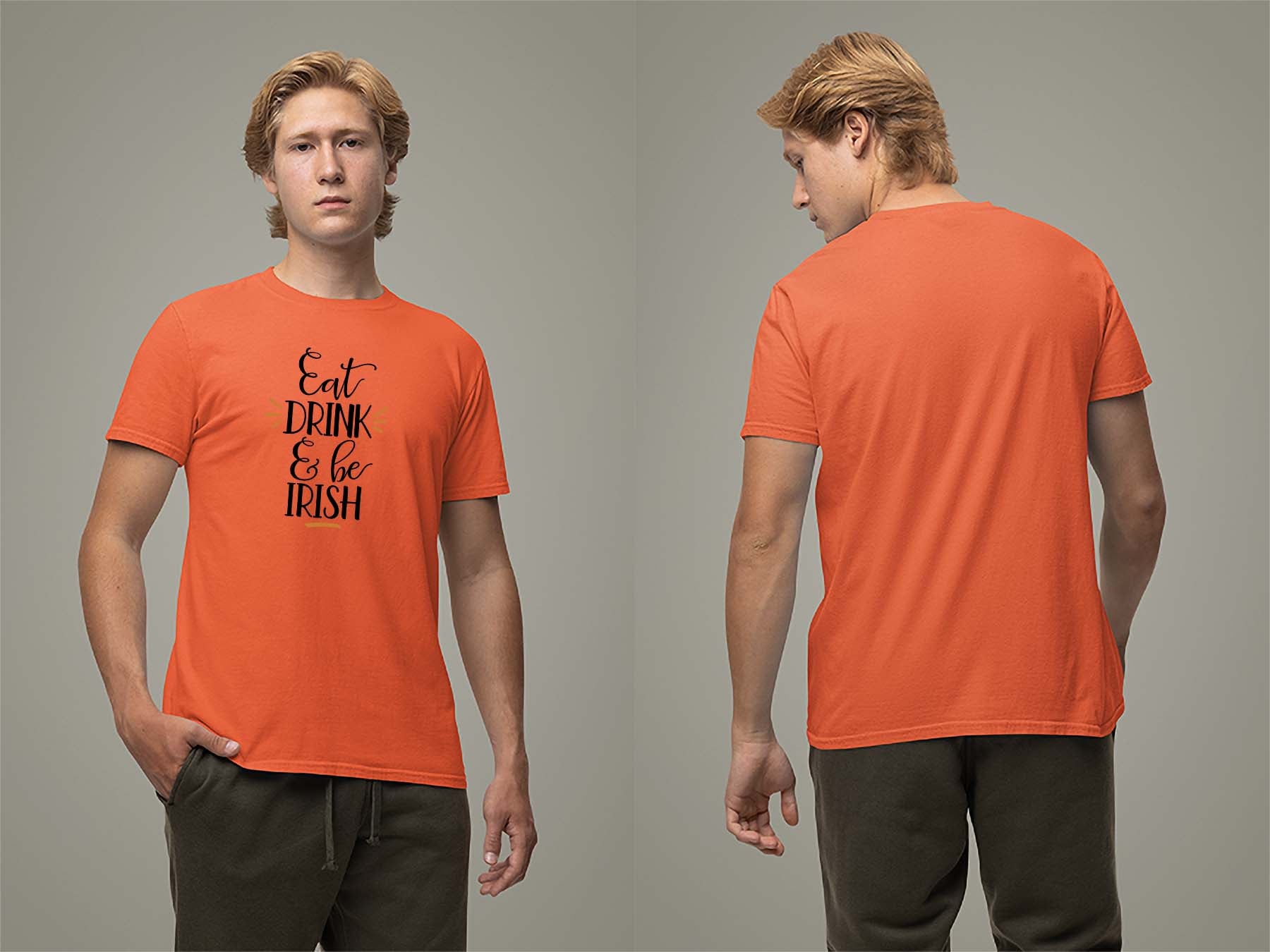 Fat Dave Eat, Drink & Be Irish T-Shirt Small Orange