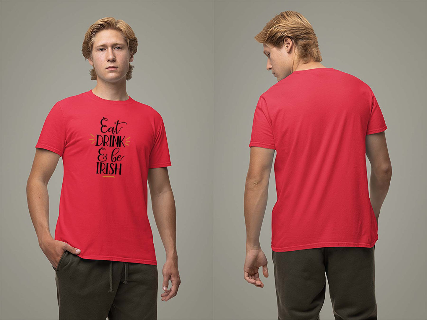 Fat Dave Eat, Drink & Be Irish T-Shirt Small Red