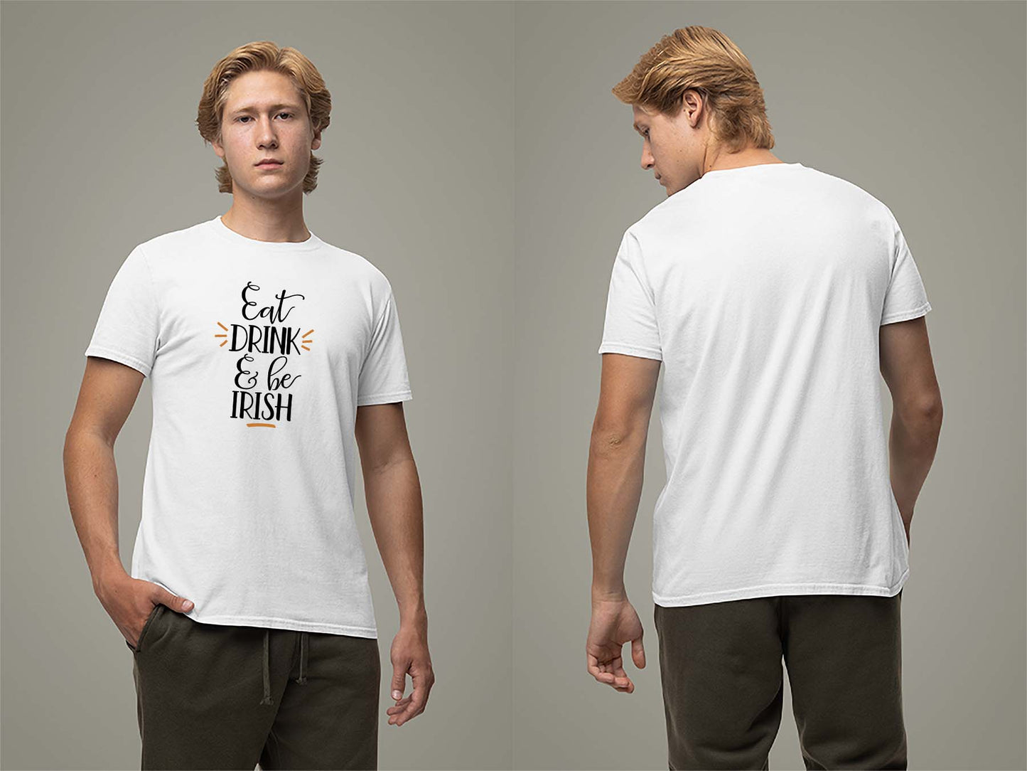 Fat Dave Eat, Drink & Be Irish T-Shirt Small White