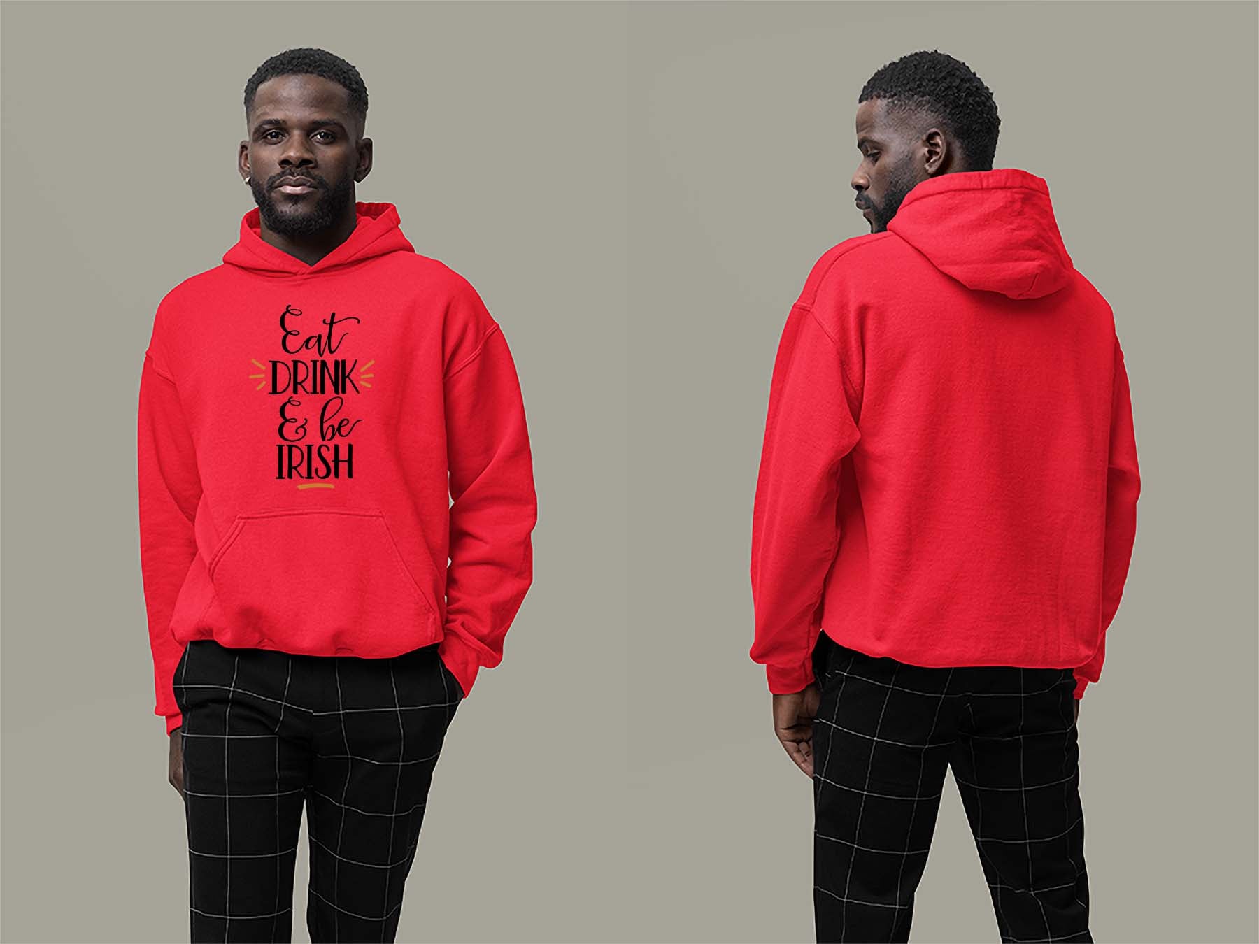Fat Dave Eat, Drink & Be Irish Hoodie Small Red