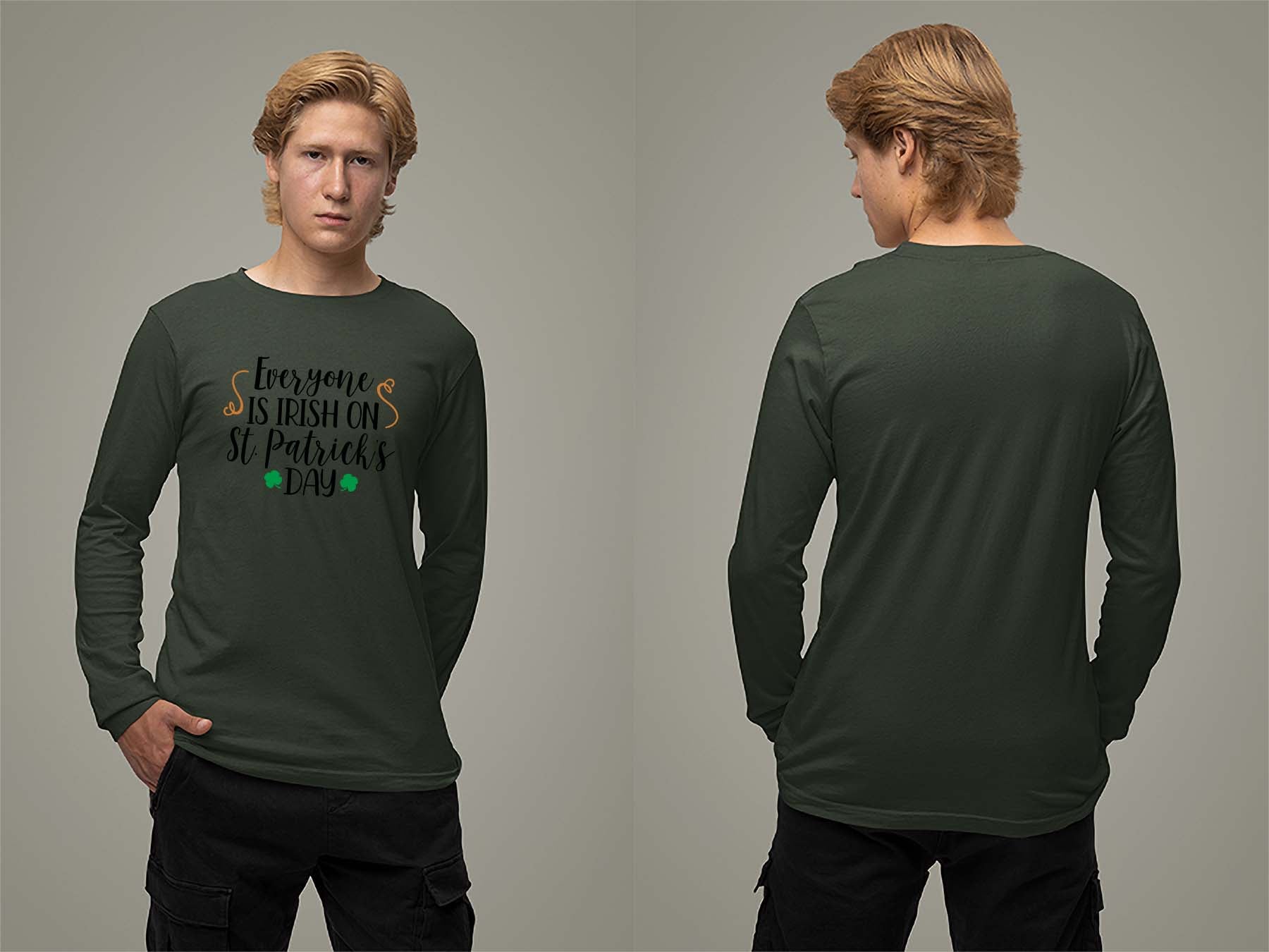 Fat Dave Everyone is Irish Long Sleeve Small Forest Green
