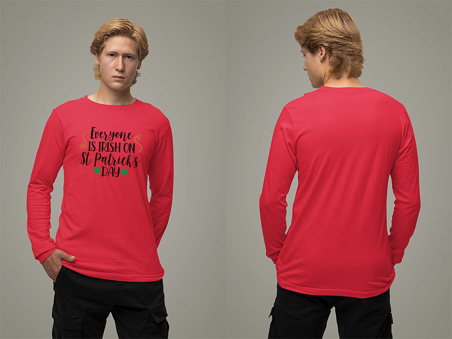 Fat Dave Everyone is Irish Long Sleeve Small Red