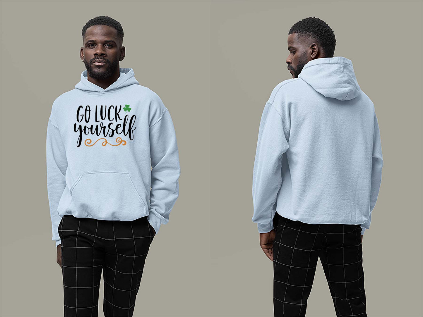 Fat Dave Go Luck Yourself Hoodie Small Light Blue