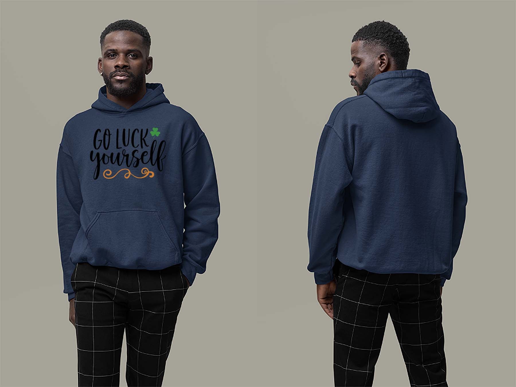 Fat Dave Go Luck Yourself Hoodie Small Navy