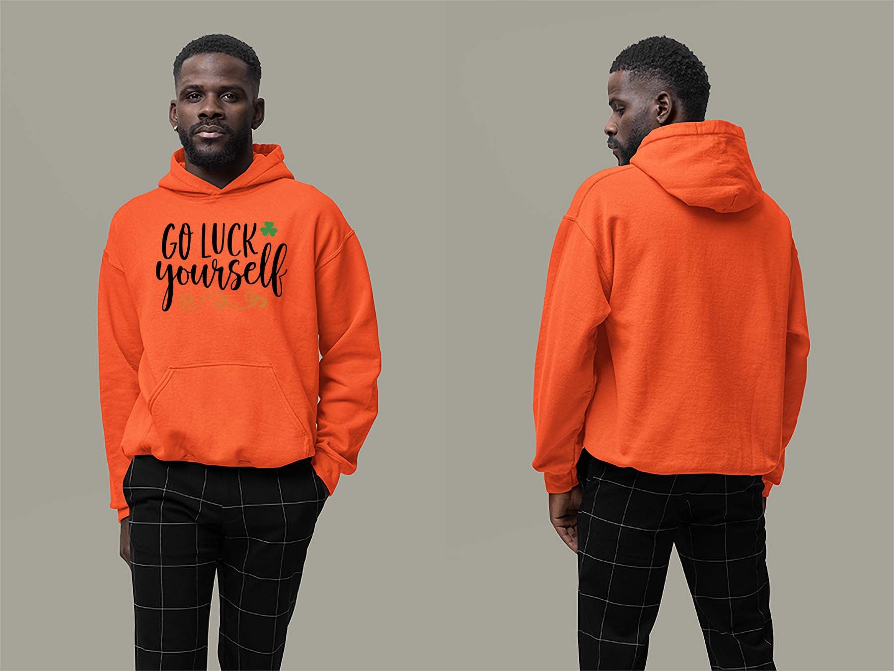 Fat Dave Go Luck Yourself Hoodie Small Orange