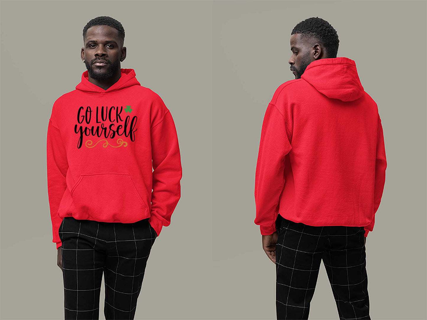 Fat Dave Go Luck Yourself Hoodie Small Red