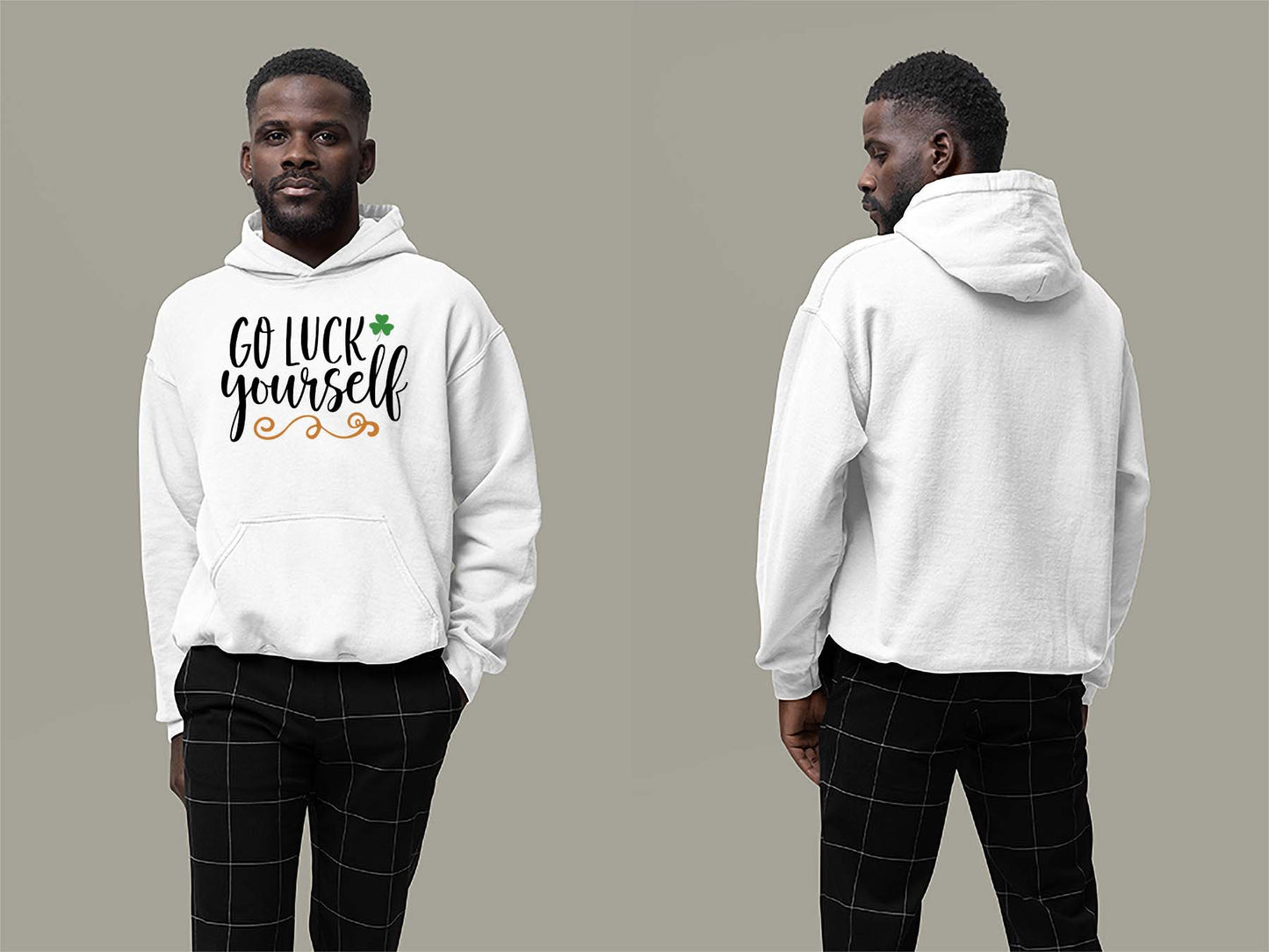Fat Dave Go Luck Yourself Hoodie Small White