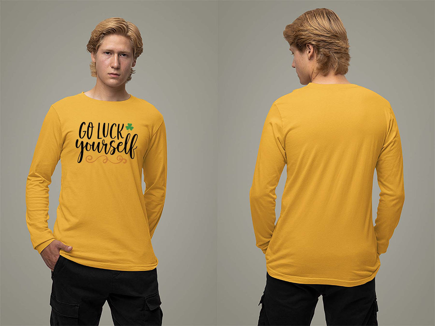 Fat Dave Go Luck Yourself Long Sleeve Small Gold