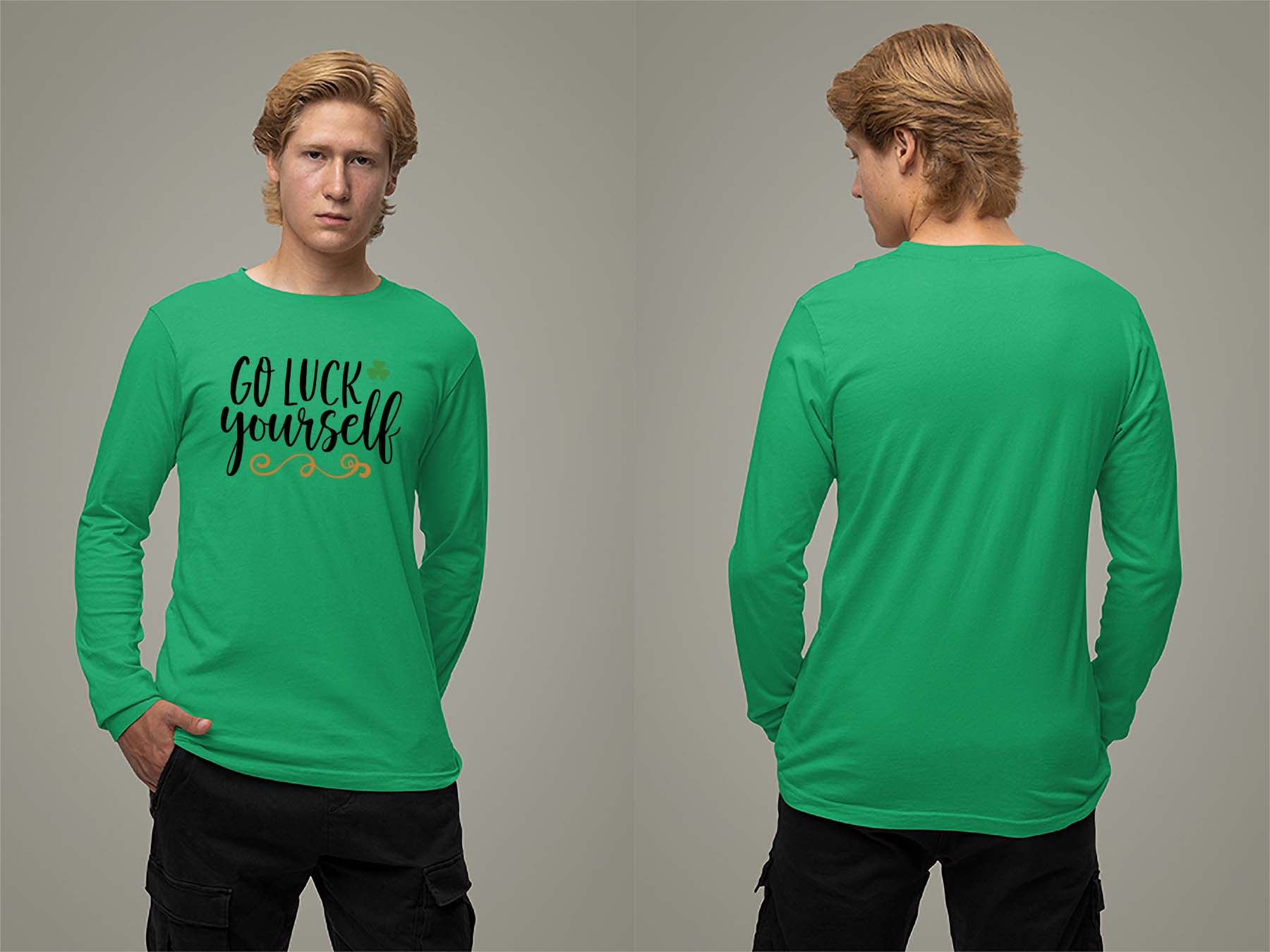 Fat Dave Go Luck Yourself Long Sleeve Small Irish Green
