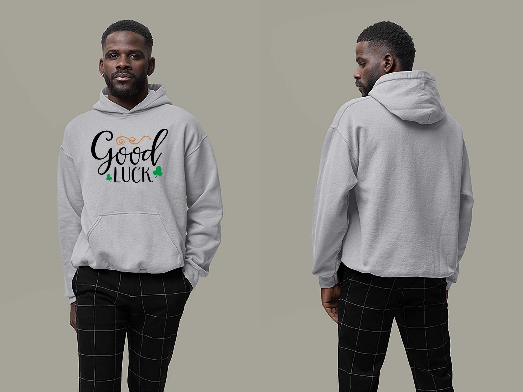 Fat Dave Good Luck Hoodie Small Sport Grey