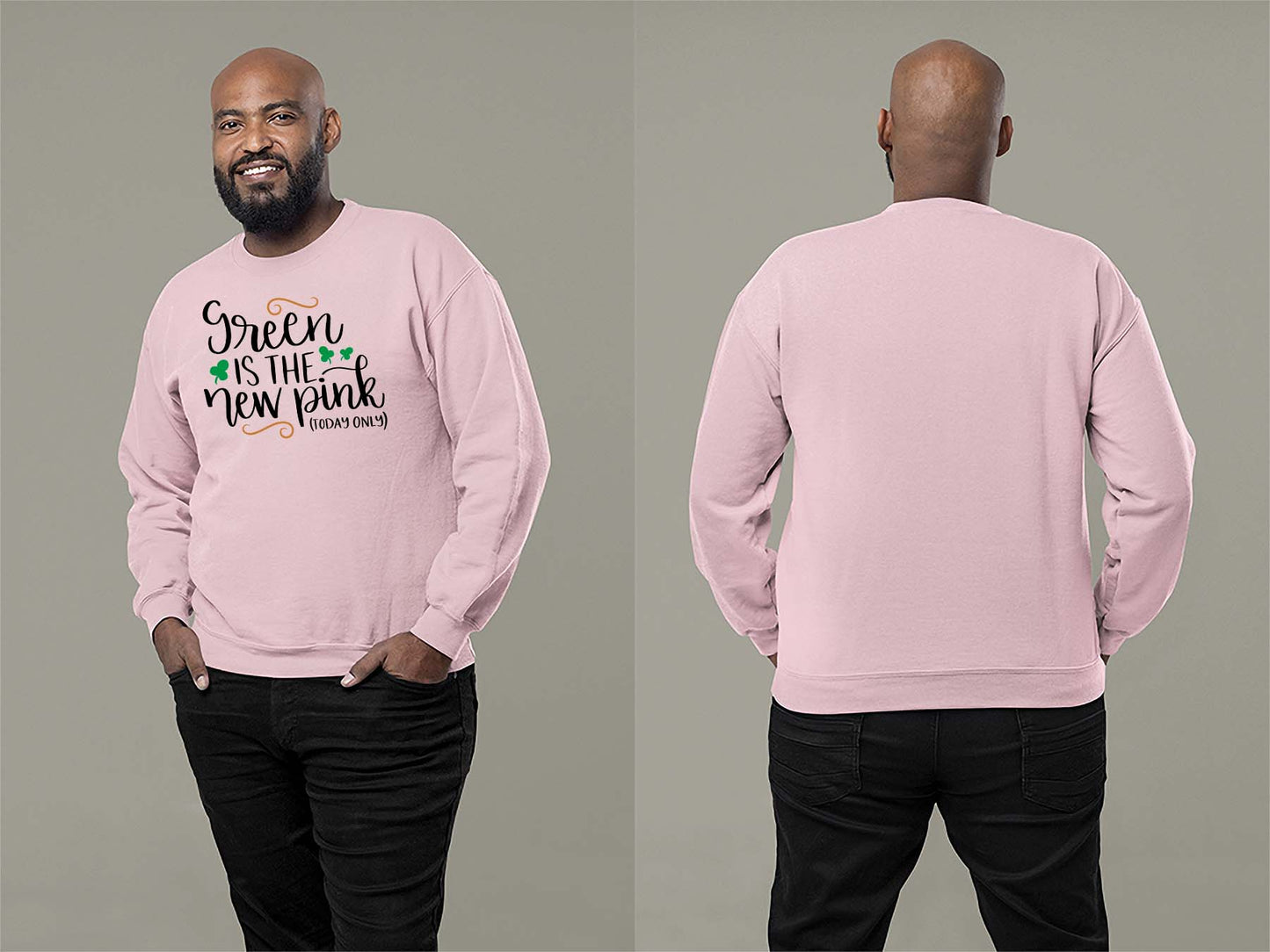 Fat Dave Green is the New Pink Sweatshirt Small Light Pink