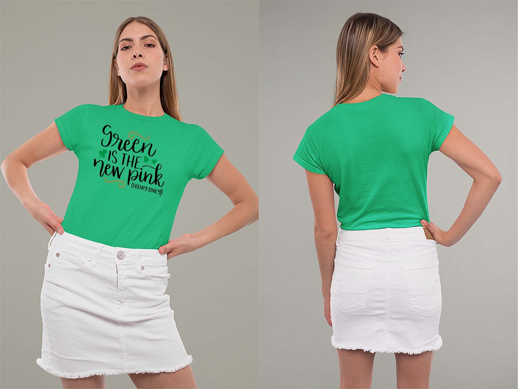 Fat Dave Green is the New Pink Ladies Crew (Round) Neck Shirt Small Irish Green