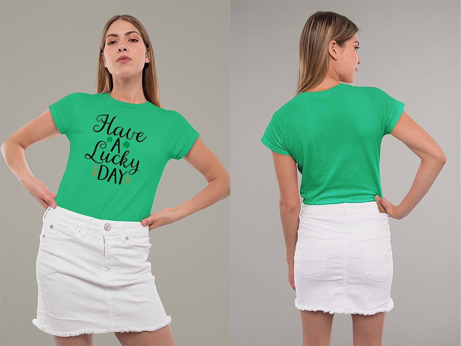 Fat Dave Have a Lucky Day Ladies Crew (Round) Neck Shirt Small Irish Green