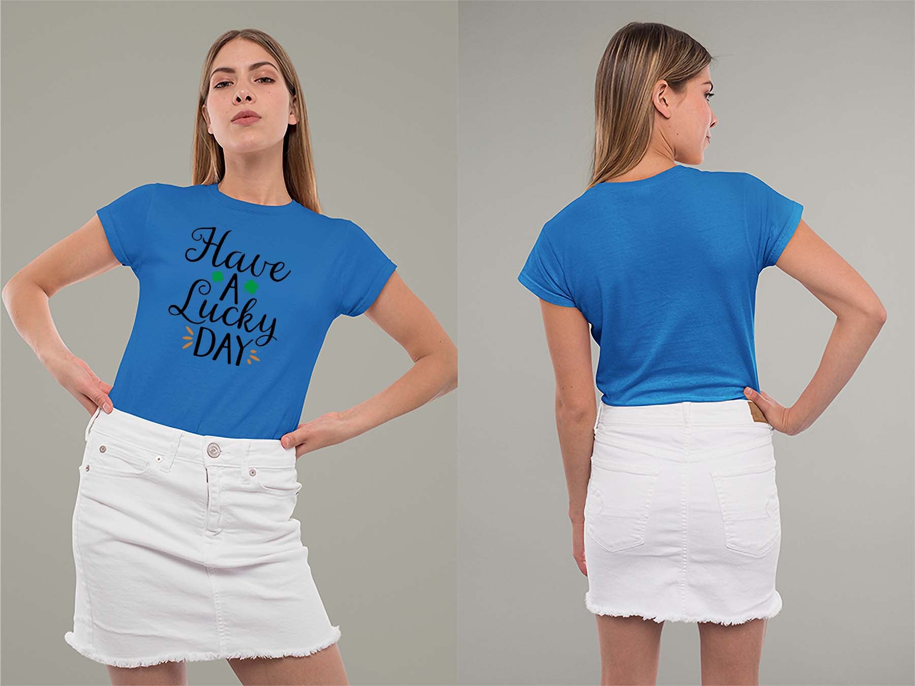 Fat Dave Have a Lucky Day Ladies Crew (Round) Neck Shirt Small Royal