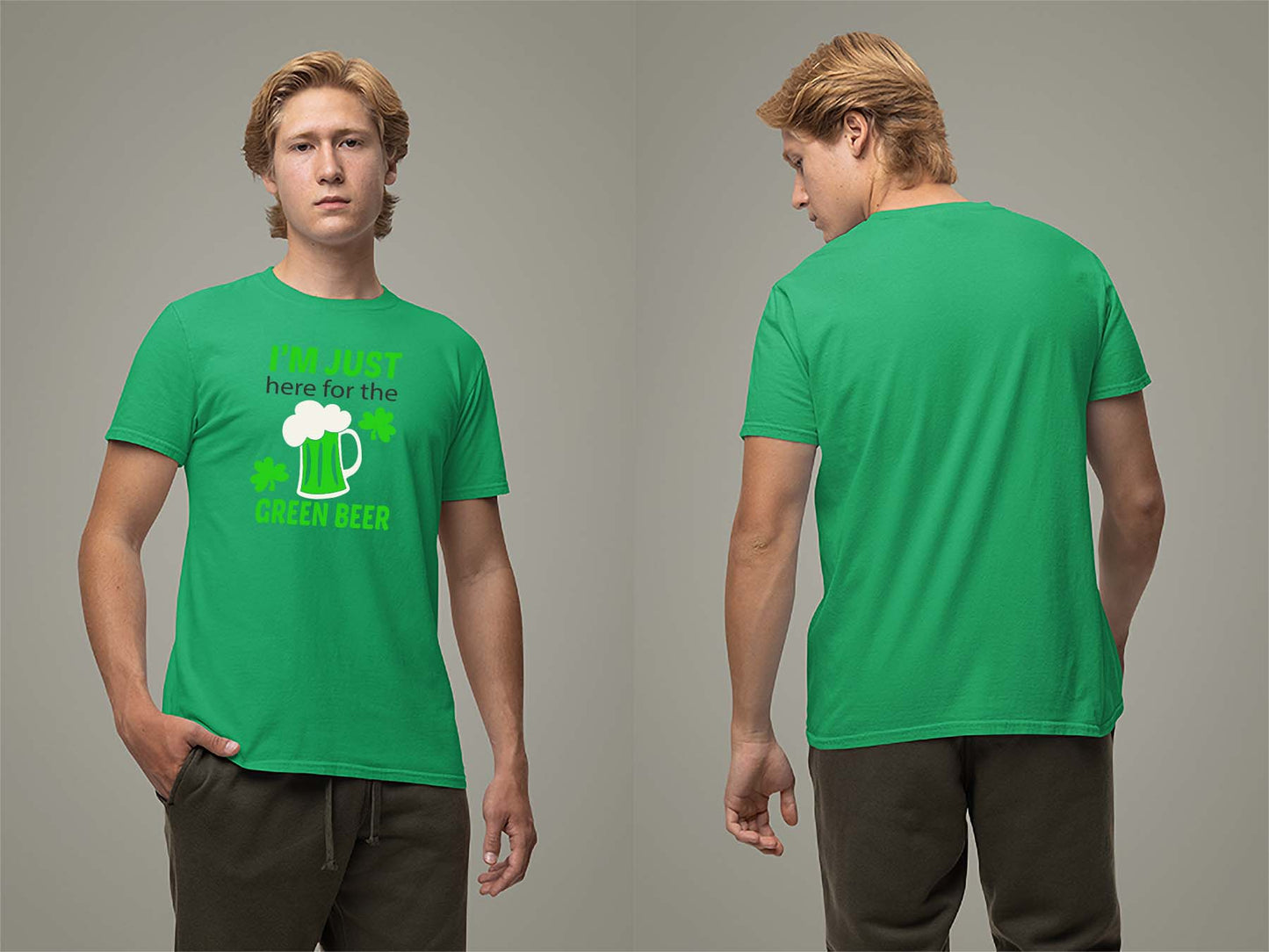 Fat Dave Just Here for the Green Beer T-Shirt Small Irish Green